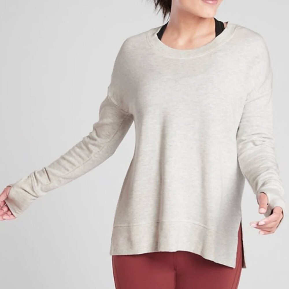 ATHLETA Plus Size Coaster Luxe Recover Sweatshirt Heather Gray Relaxed Fit sz 1X